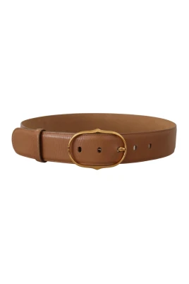Dolce & Gabbana Brun Läder Bä med Guld Oval Spänne