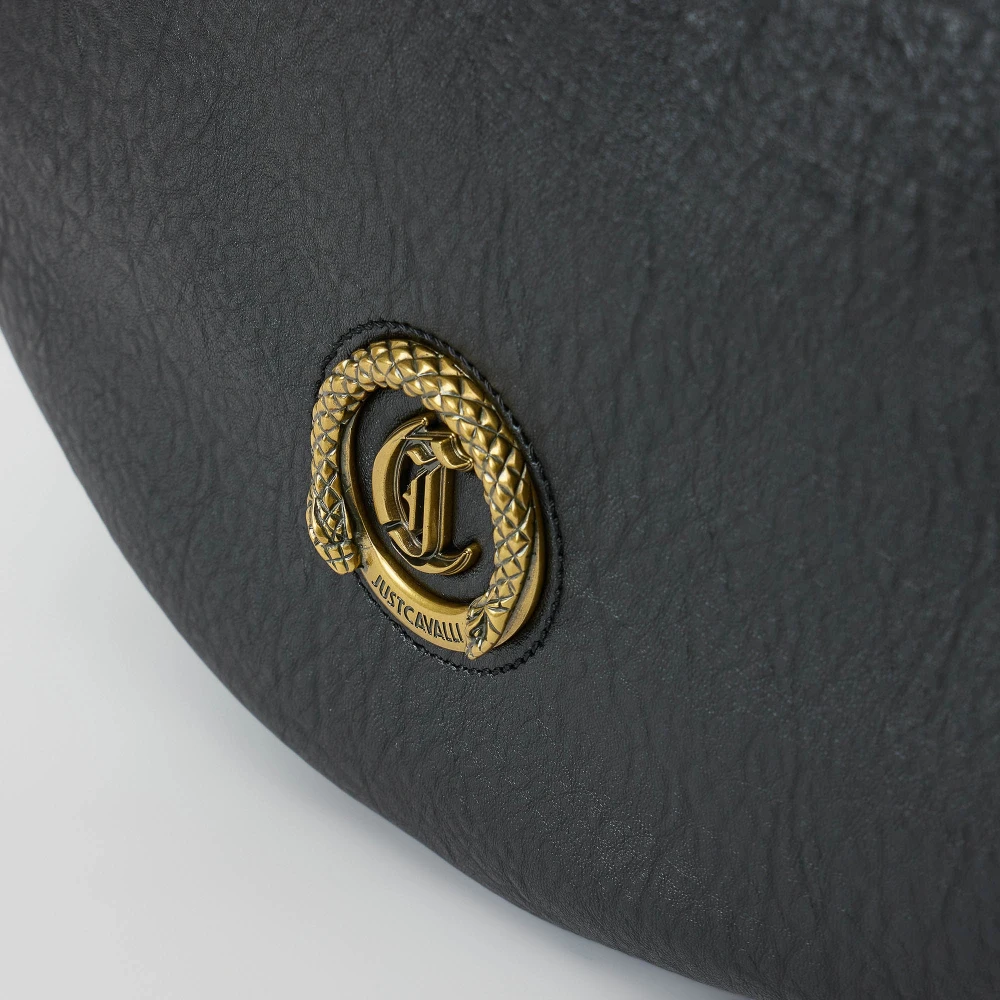 Just Cavalli Metalen Logo Hobo Tas Black Dames
