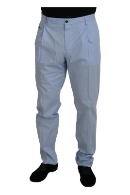 Blå Bomull Stretch Chinos Byxor