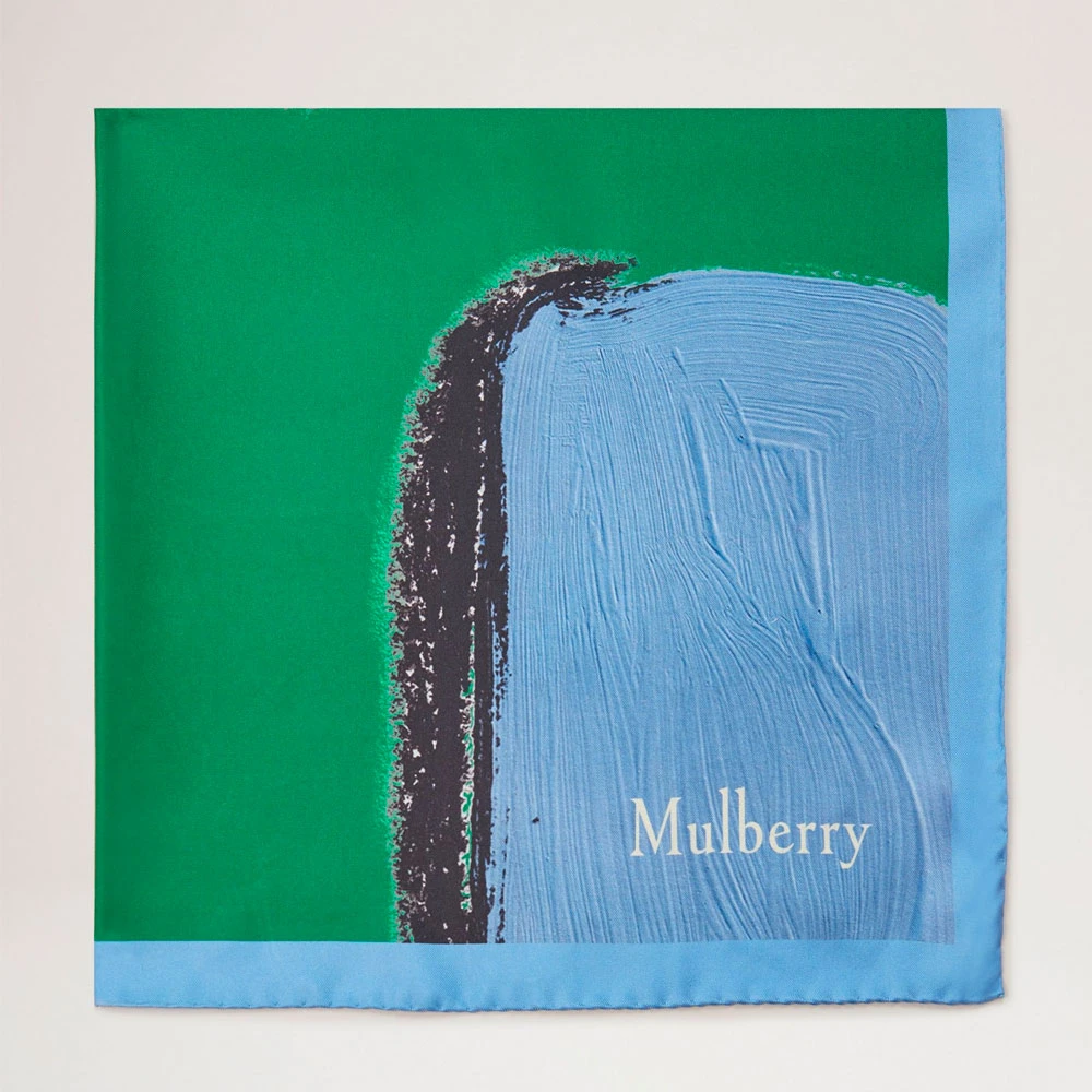 Mulberry Handgeschilderde Letter Sq Sjaal Lawn Green Multicolor Unisex