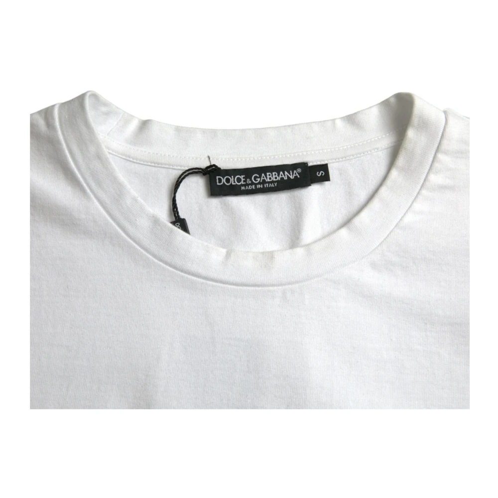 Dolce & Gabbana Witte Heart Amor Katoenen Crewneck T-shirt White Heren