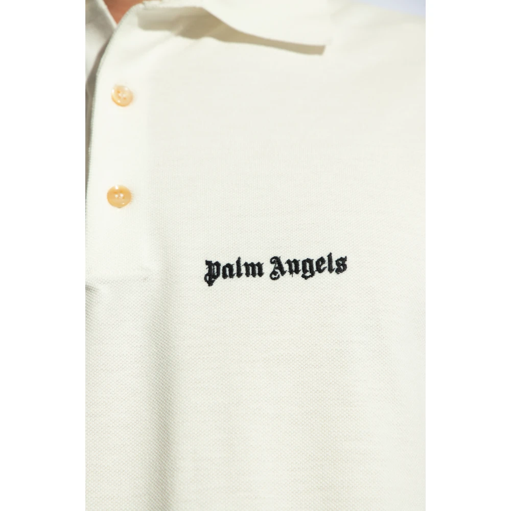 Palm Angels Polo shirt met logo Beige Heren