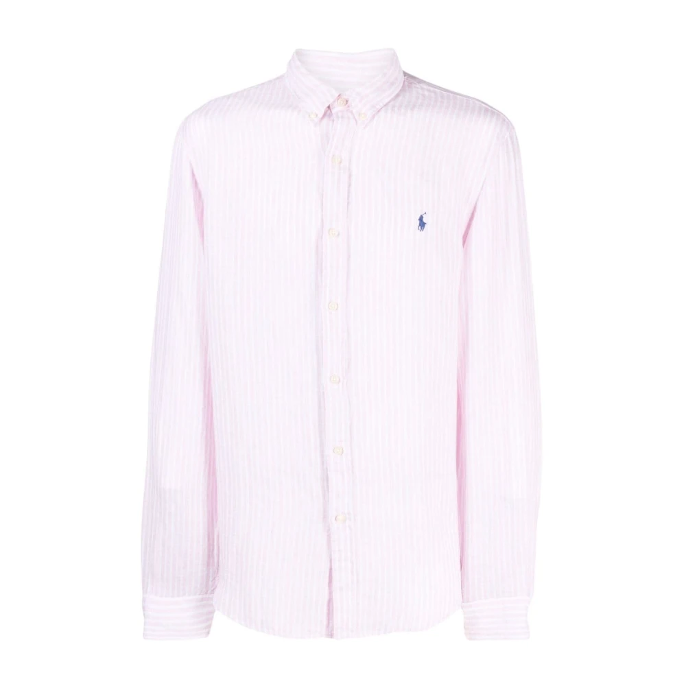 Ralph Lauren Roze Gestreept Logo Shirt Pink Heren