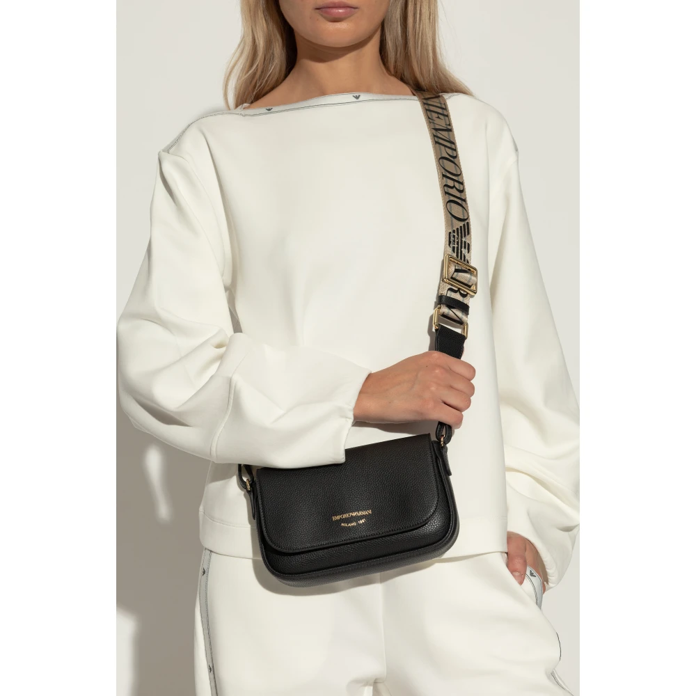 Emporio Armani Schoudertas met logo Black Dames