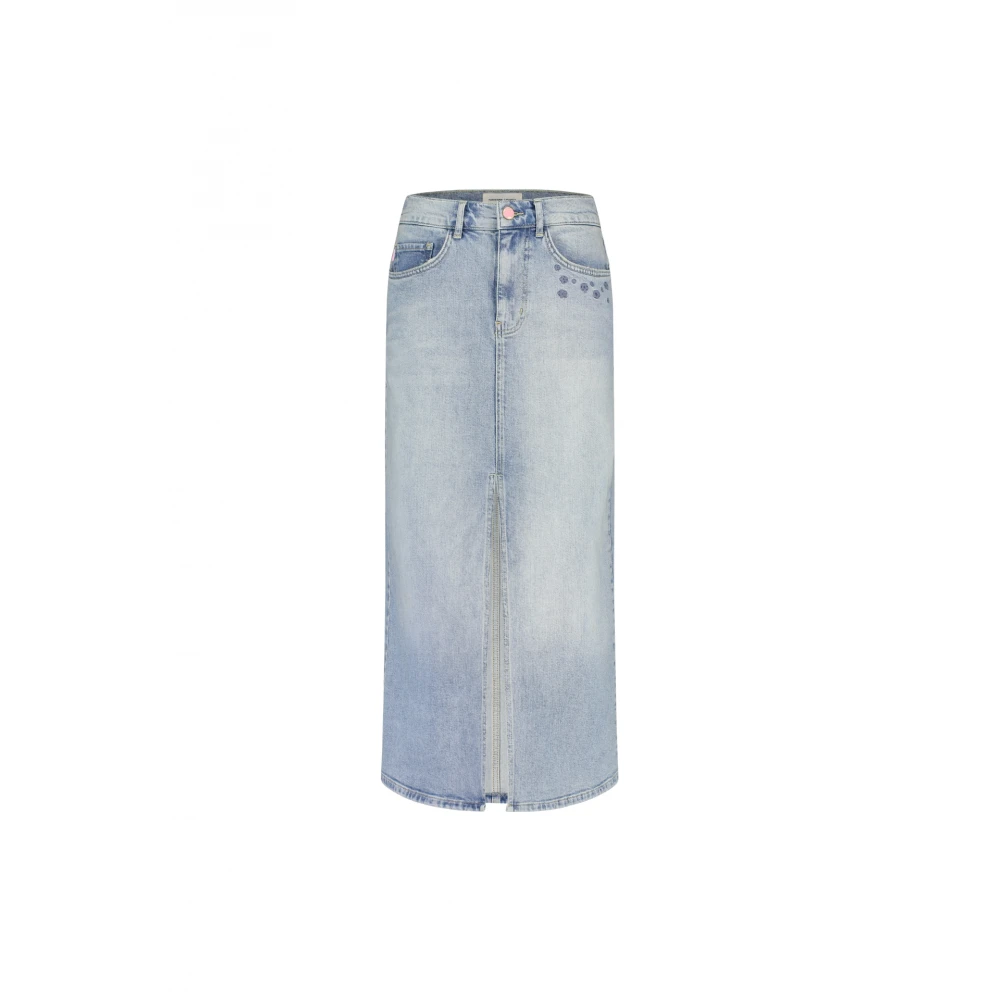 Fabienne Chapot Blauwe Denim Midi Rok met Zakken Blue Dames