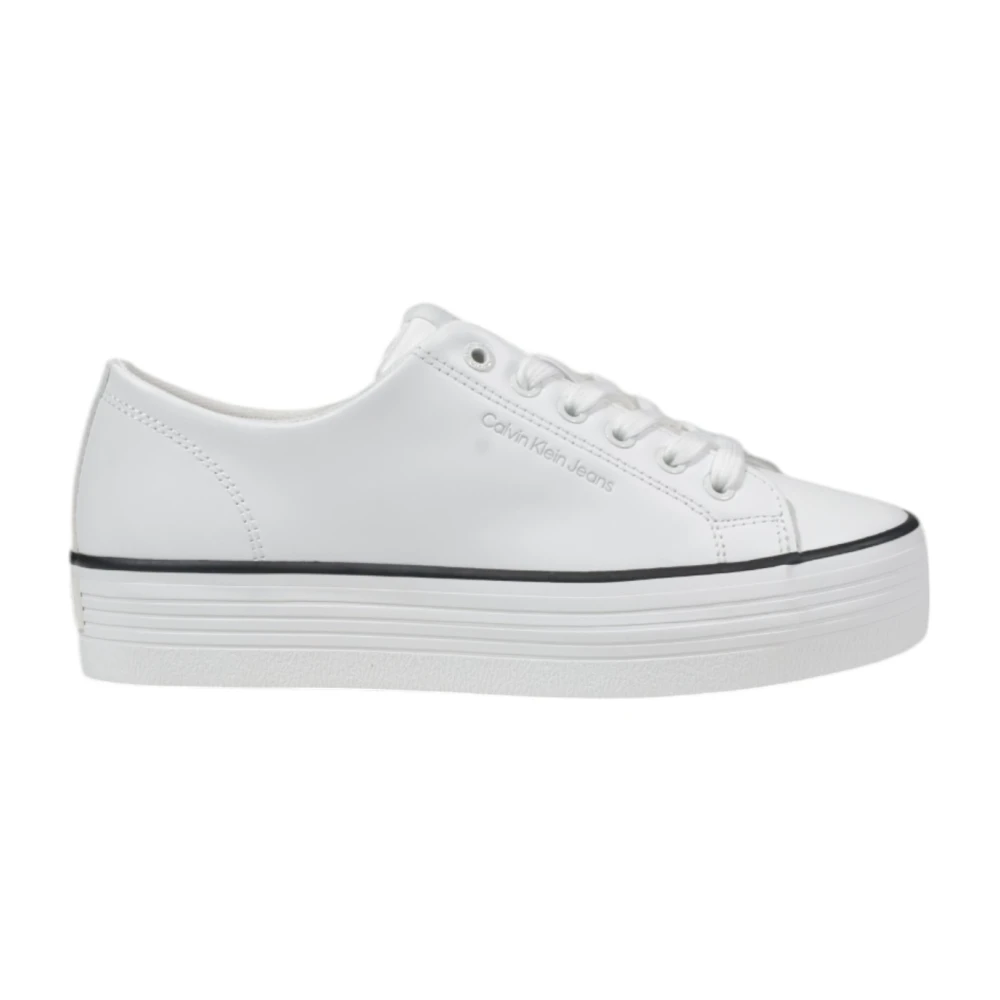 Calvin Klein Jeans Leren Dames Sneakers Lente/Zomer Collectie Dames Schoenen Wit