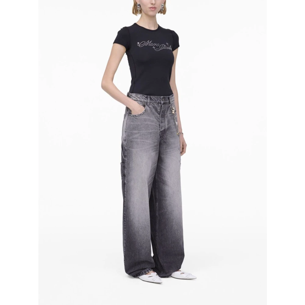 Marc Jacobs Zwarte Gewassen Oversize Denim Jeans Black Dames