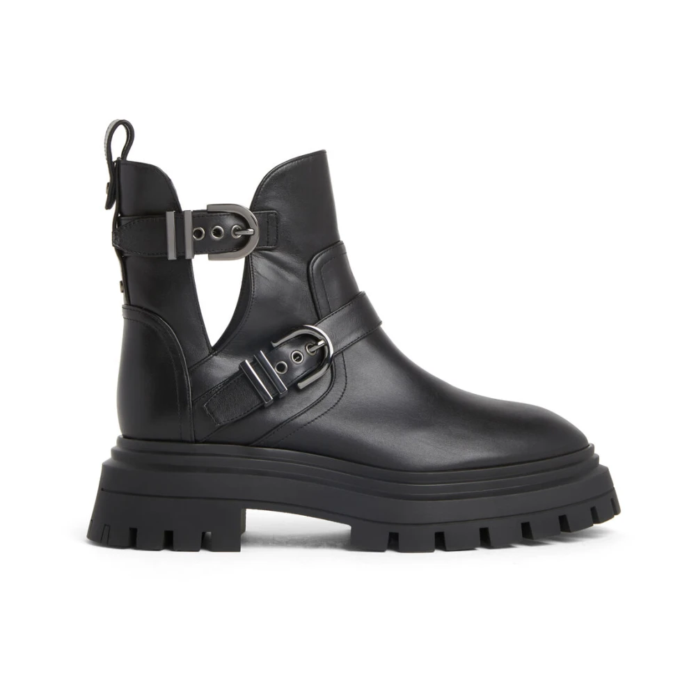 Stuart Weitzman Black Ankle Boots, Female, 5 Uk, Edgy Moto Bootie With Metallic Details