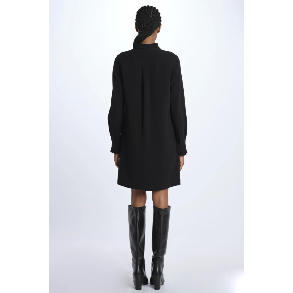Aspesi Zwarte Cady Mini Jurk met Ruches Black Dames