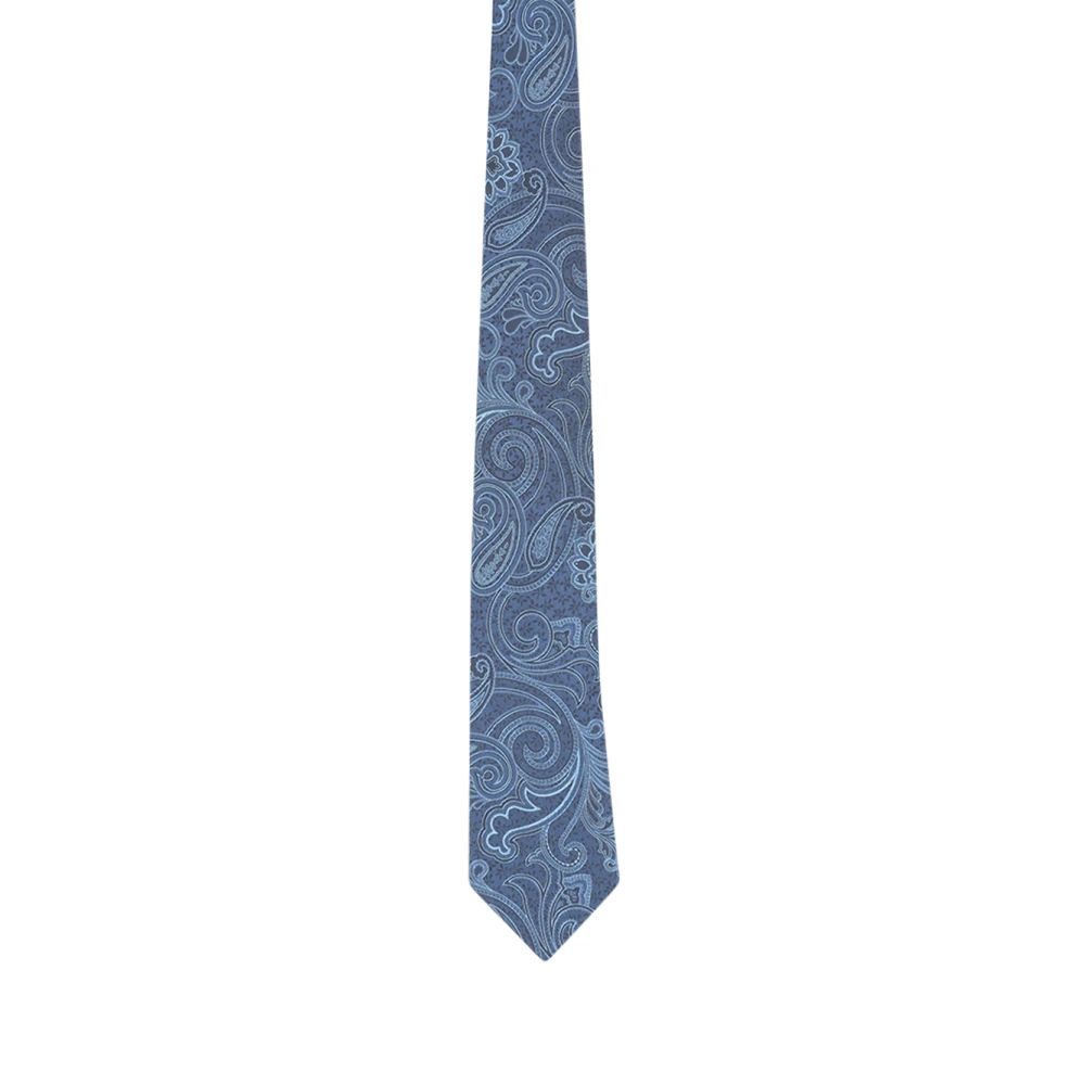 ETRO Blauwe Paisley Zijden Jacquard Stropdas Blue Heren