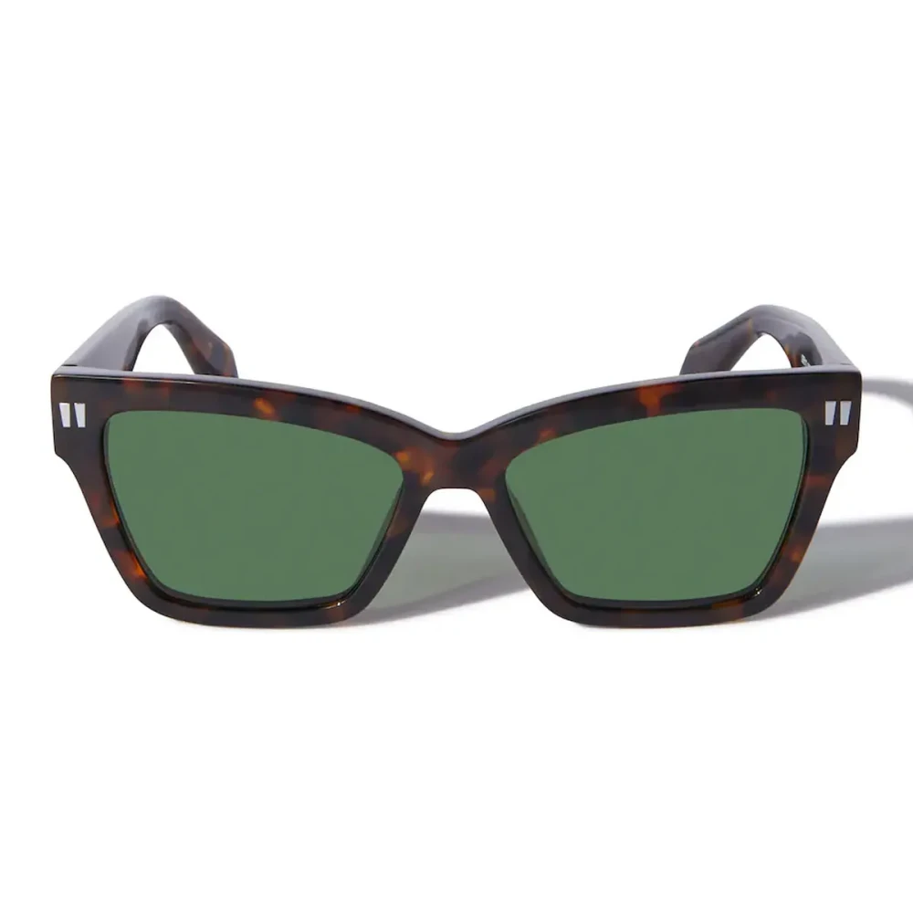 Off White Unisex Brown Sunglasses, 54 Mm, Geometric Cat-Eye Sunglasses Havana Green