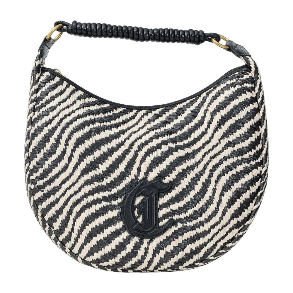 Just Cavalli Rafia Beige Shopper Tas Black Dames