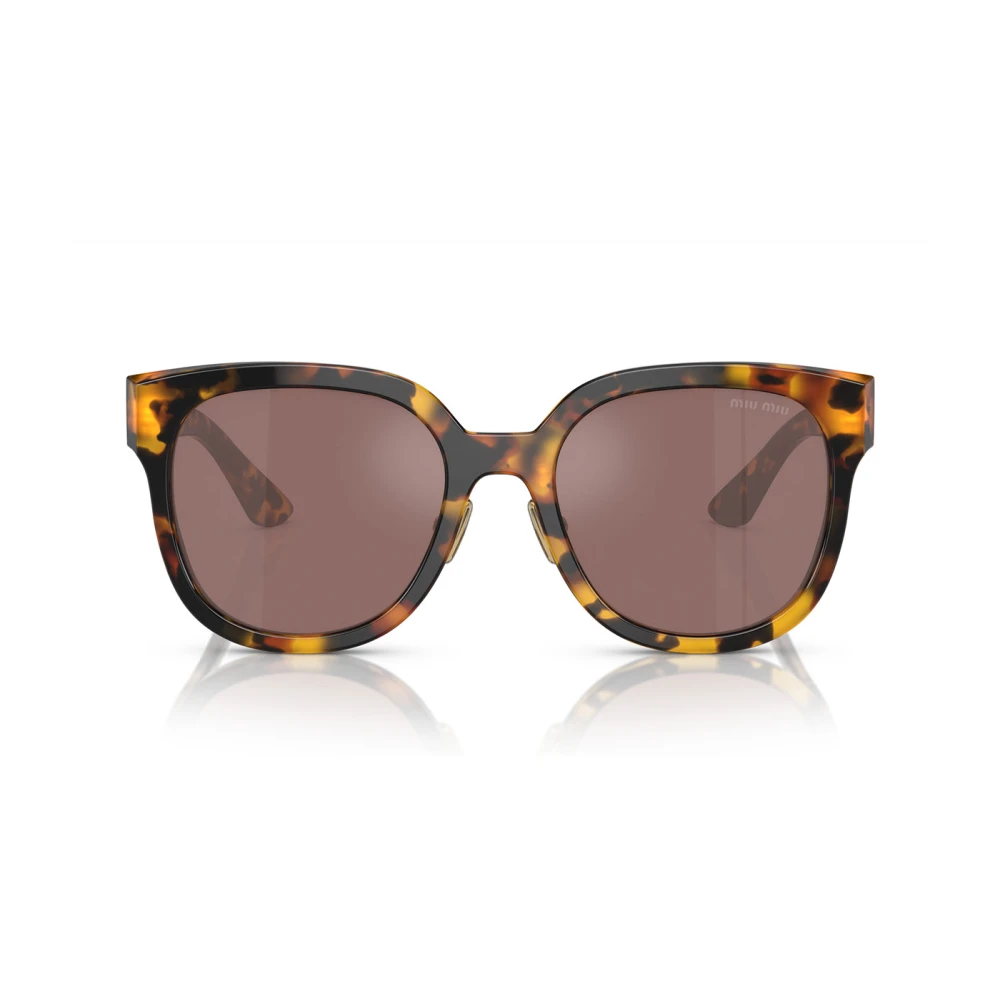 Miu Miu Fyrkantiga solglasögon med Havana-ram och mörkbruna speglade linser Brown, Dam