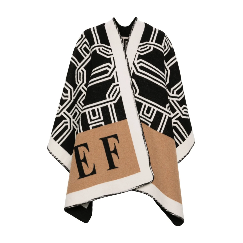 Elisabetta Franchi Geometrisch Patroon Gebreide Jas Zwart Multicolor Dames