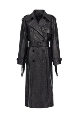 Fringed Leather Trench Coat