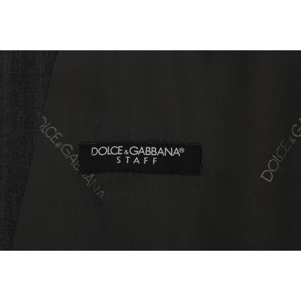 Dolce & Gabbana Elegante Grijze Gestreepte Single-Breasted Vest Gray Heren