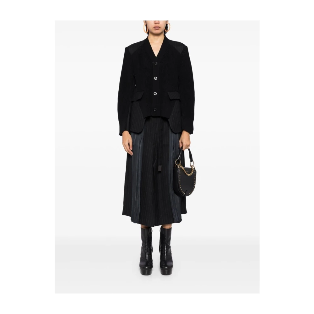 Sacai Krijtstreep Gebreide Vest Black Dames