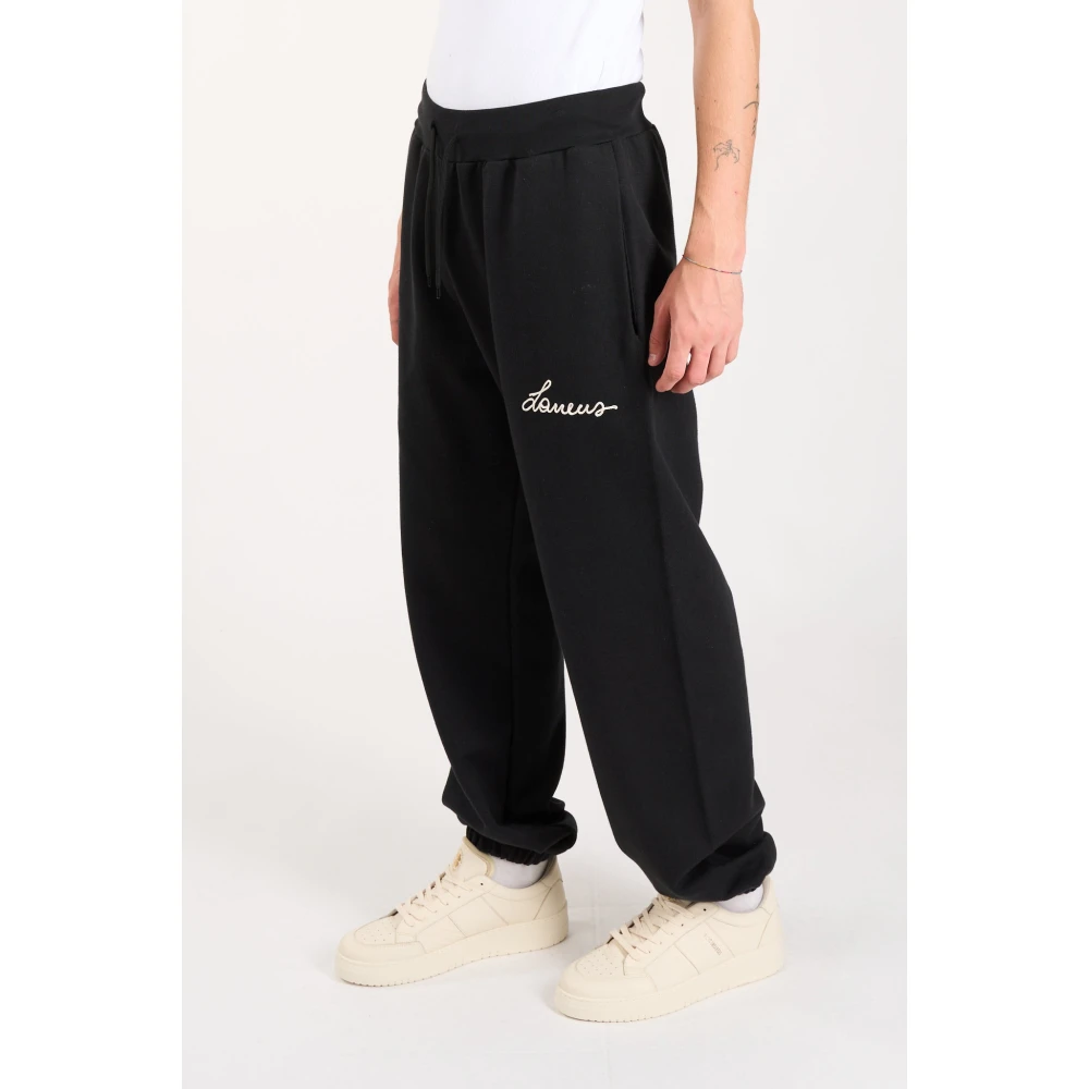 Laneus Katoenen jersey broek met elastische taille Black Heren