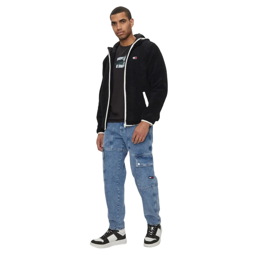 Tommy Jeans Zwarte Jas Aw24 Ritssluiting Black Heren
