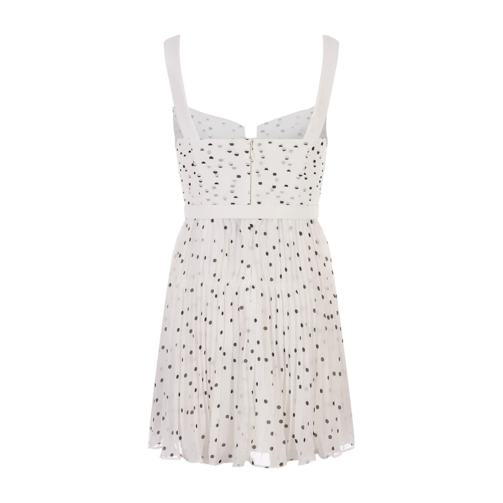 Self Portrait Witte geplooide chiffon jurk met polkadotpatroon White Dames