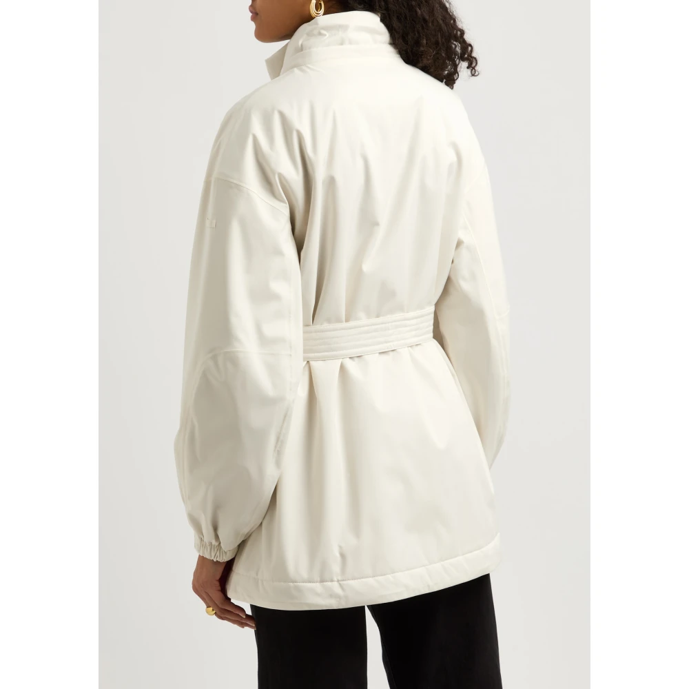 Max Mara Witte Waterdichte Jas met Afneembare Capuchon White Dames