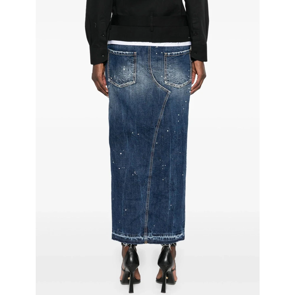 Dsquared2 Blauwe Gelaagde Denim Rok Blue Dames