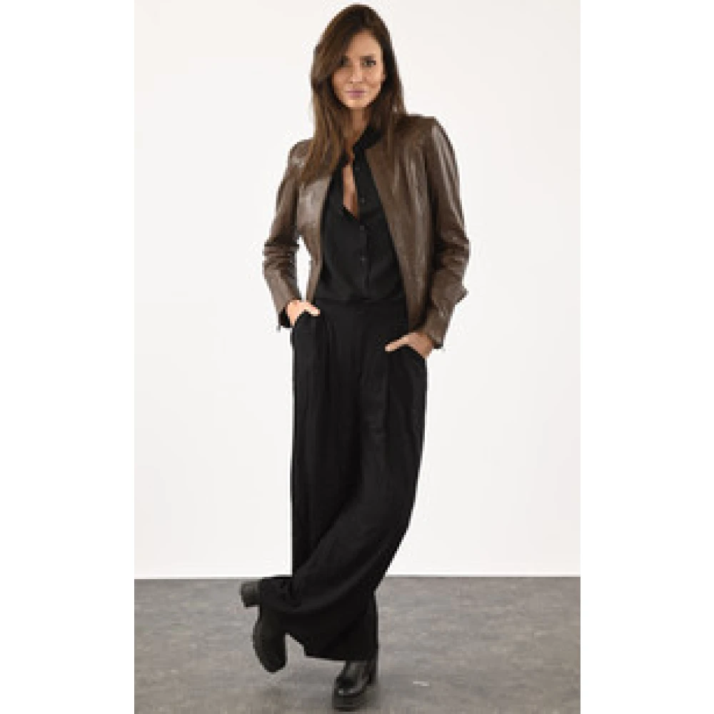 La Canadienne Bruin Leren Spencer Jas Brown Dames