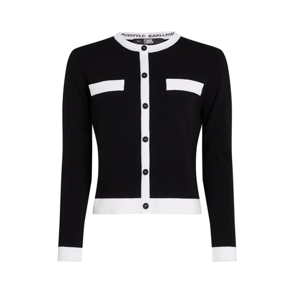 Karl Lagerfeld Gebreide Contrast Trim Vest Black Dames
