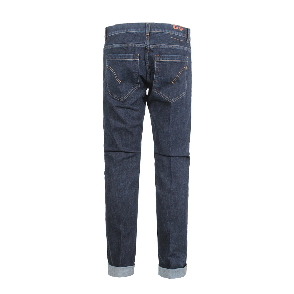 Dondup Blauwe Slim Fit Jeans met Metalen Logo Blue Heren