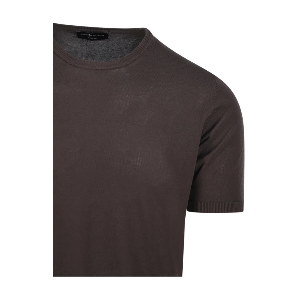 Roberto Collina Moro Ronde Hals Sweater Brown Heren