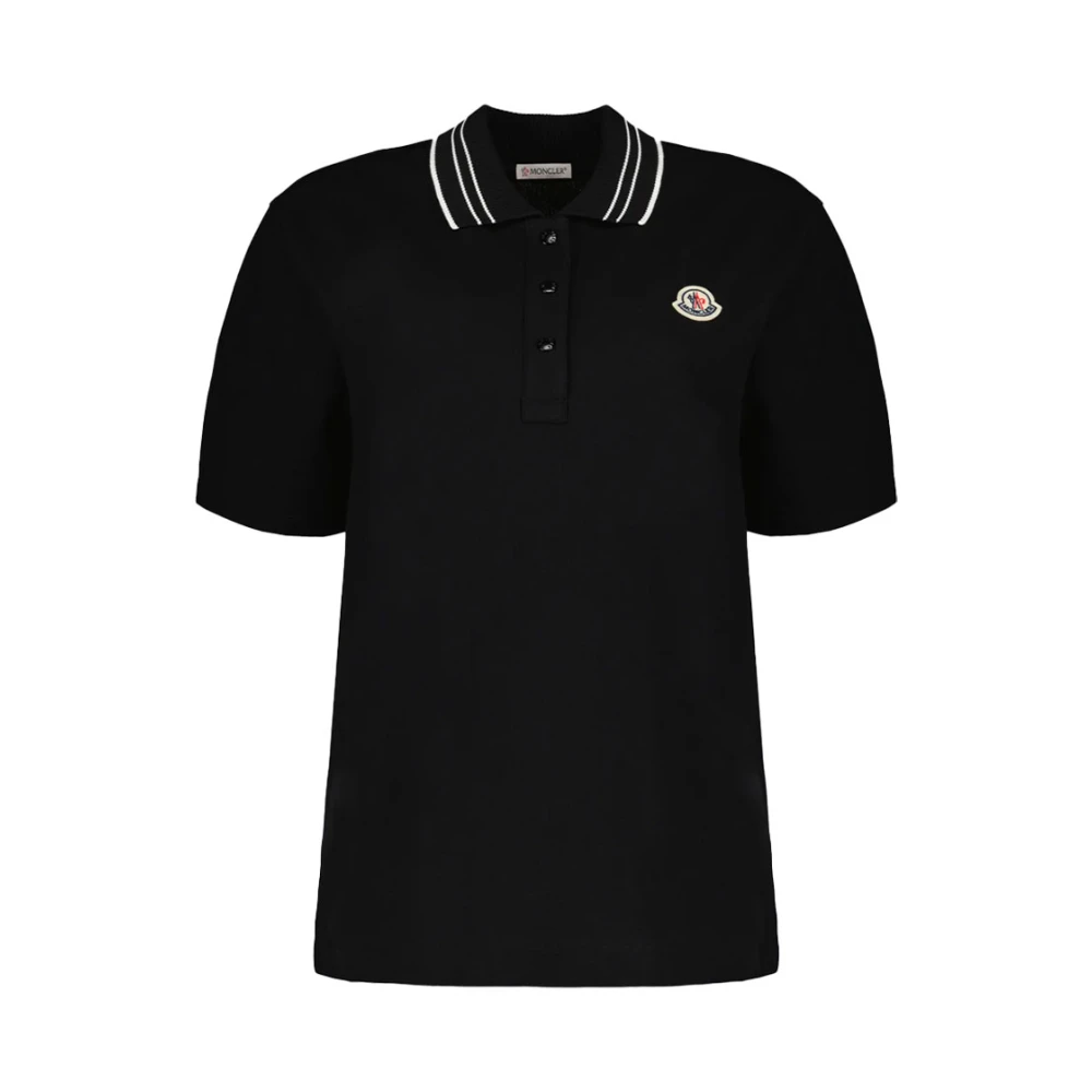 Moncler Polo T-Shirt met Relaxte Pasvorm Black Dames