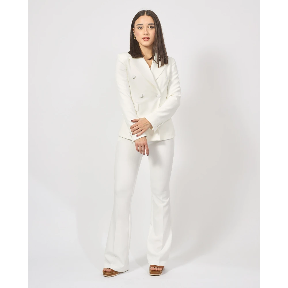 Fracomina Witte Double-Breasted Blazer Jas White Dames