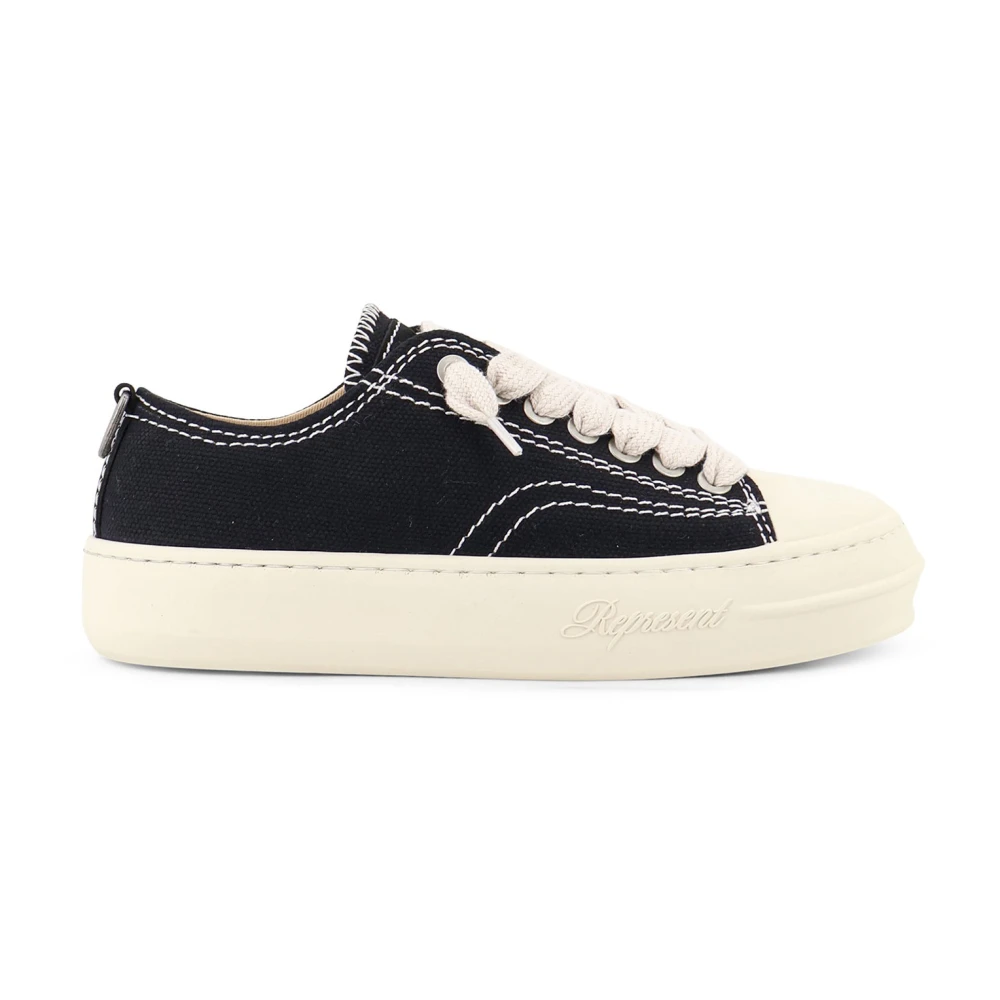 Represent Men's Black Sneakers, 10 Uk, Rep-Cap Canvas Trainers