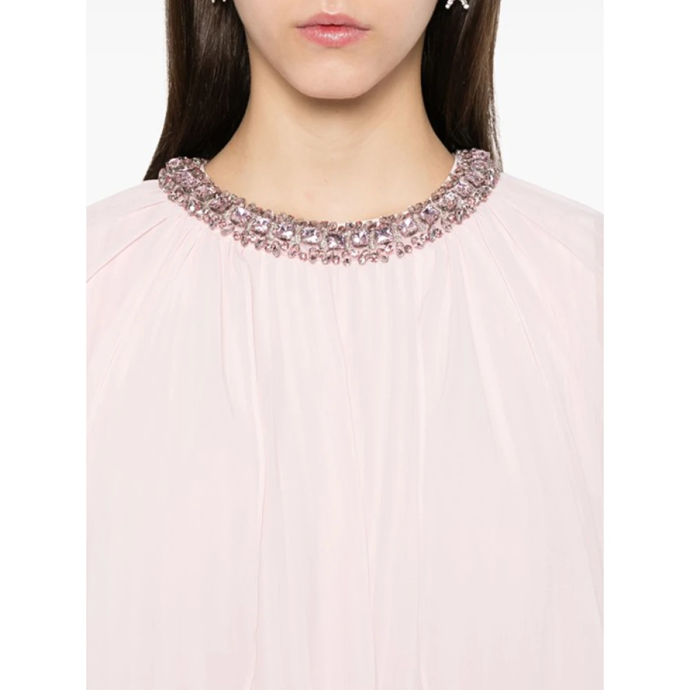 Self Portrait Roze Kristalapplicatie Geplooide Midi Jurk Pink Dames