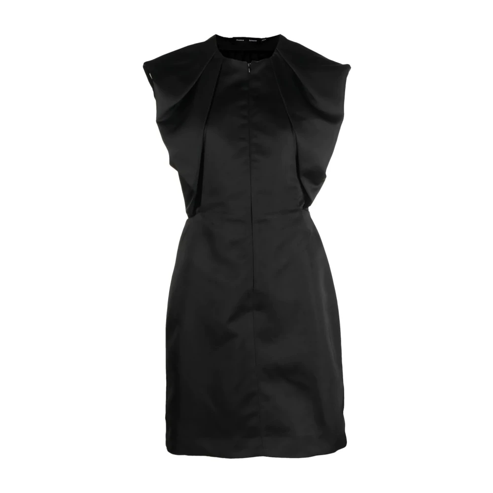Proenza Schouler Zwarte Satijnen Shift Midi Jurk Black Dames