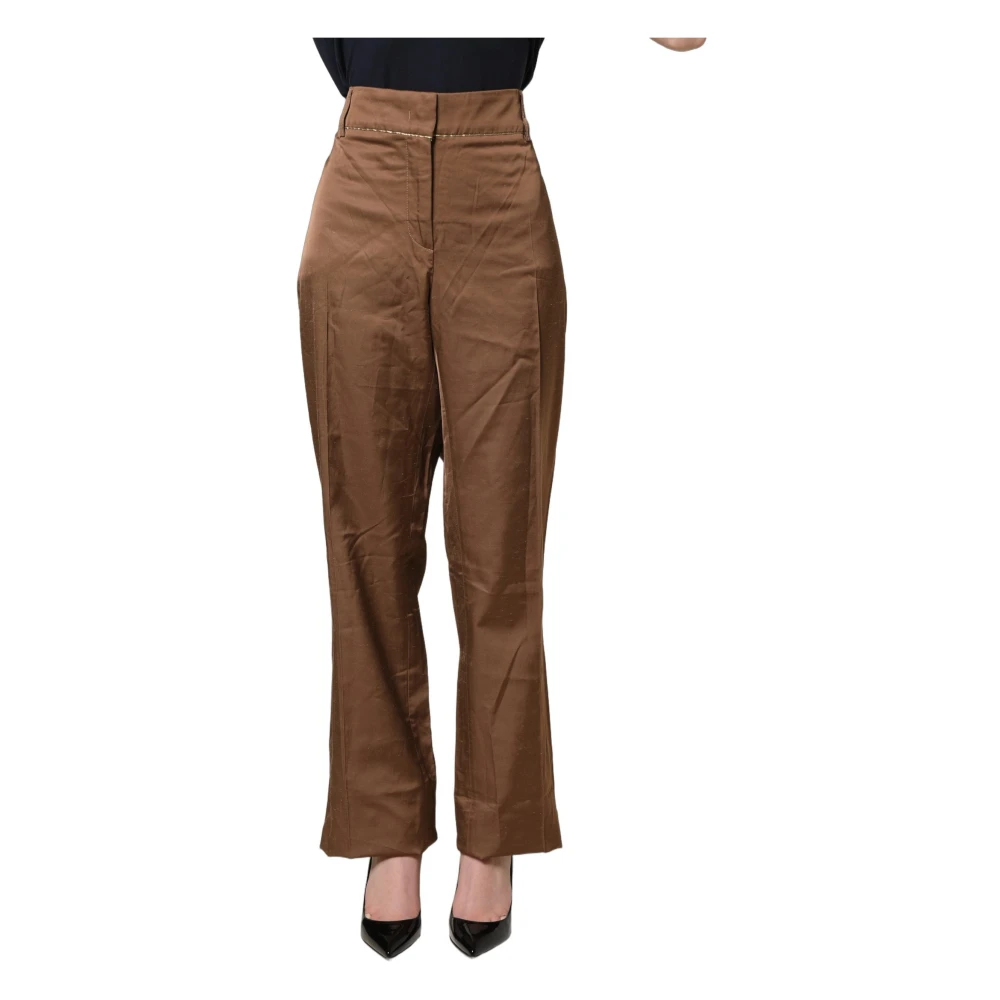 Cavalli Class Brown Wide Trousers, Female, 3XL, High Waist Flared Trousers