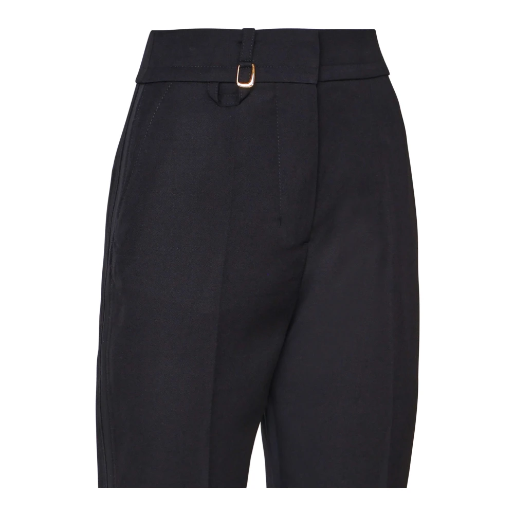 Jacquemus Zwarte Katoenen Hoge Taille Broek Black Dames