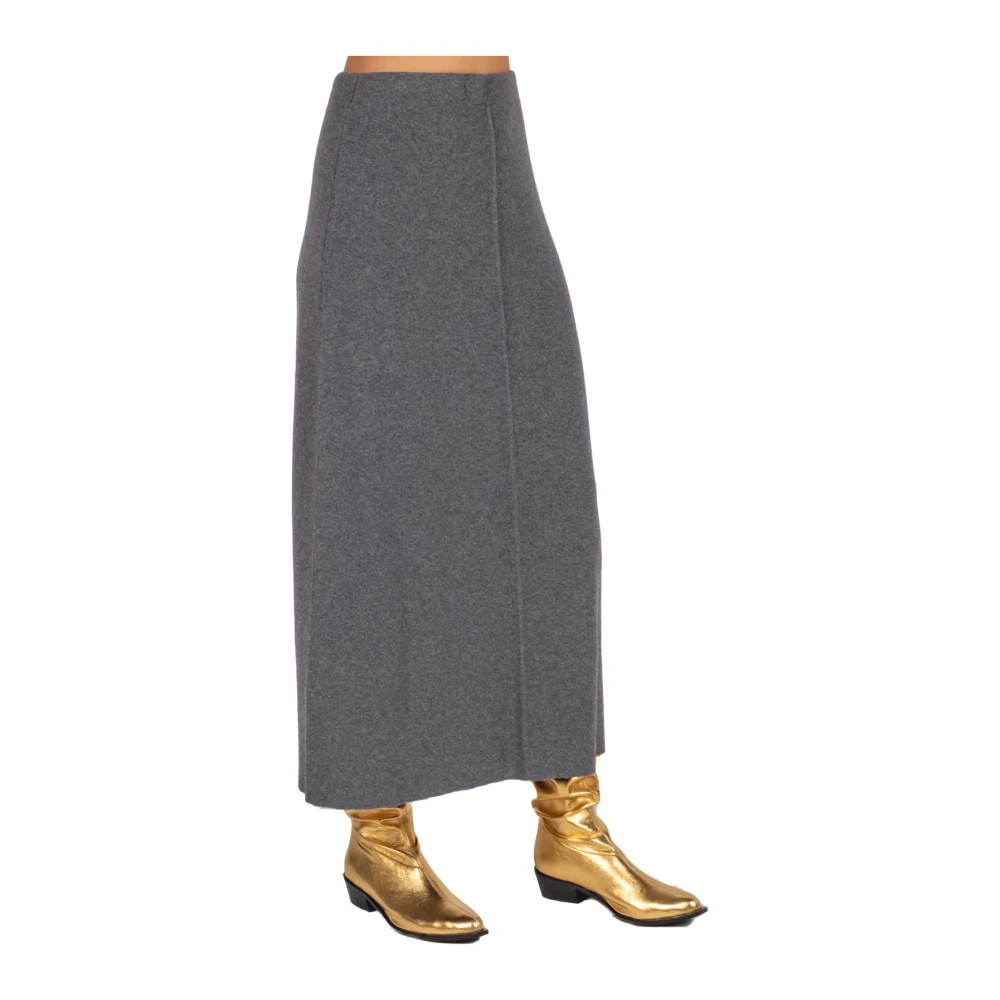 Semicouture Grijze Gebreide A-Lijn Maxi Rok Gray Dames