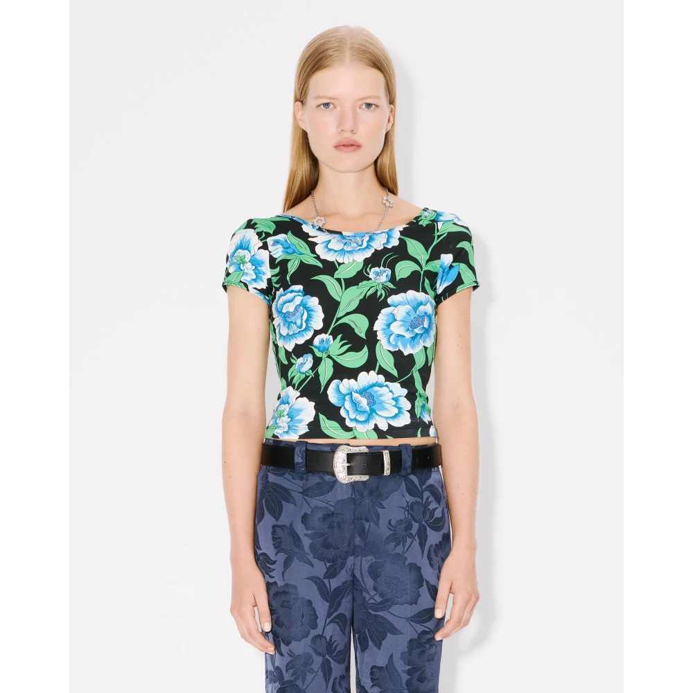 Kenzo Peonies Boothals Korte Mouw Top Multicolor Dames
