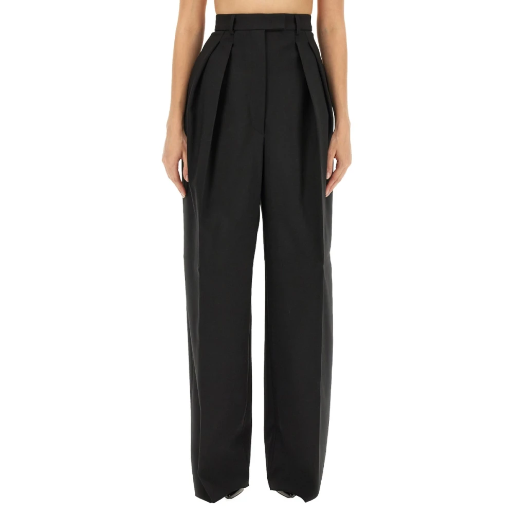 SPORTMAX Luxe wollen blend wijde broek Black Dames