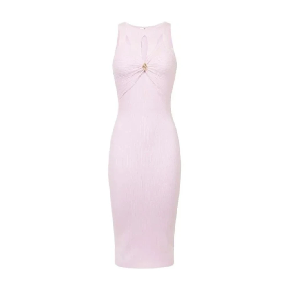 Elisabetta Franchi Kwarts Midi Jurk met Cut-Out Details Pink Dames