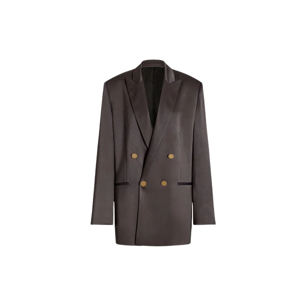 Alberta Ferretti Gray Blazers, Female, Xs, Shiny Satin Double-Breasted Jacket