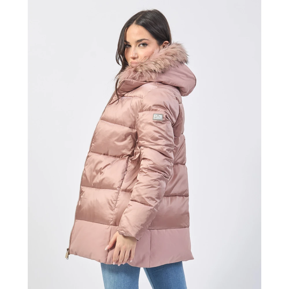 YES ZEE Roze gewatteerde jas met nepbont Pink Dames