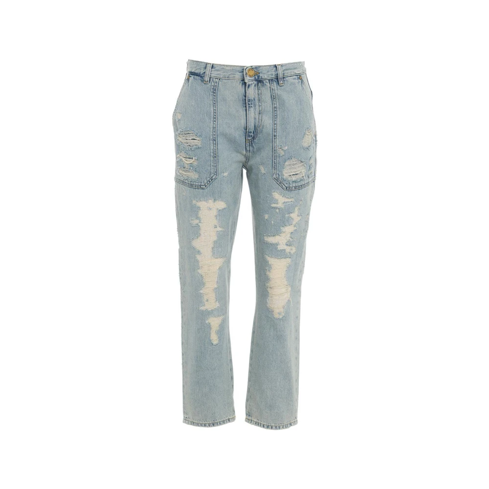 Pinko Lichtgewassen distressed denim jeans Blue Dames