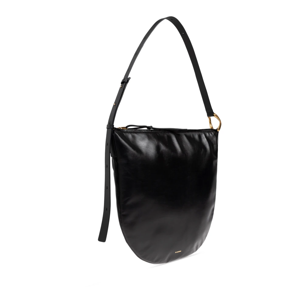 Jil Sander Schoudertas Moon Medium Black Dames