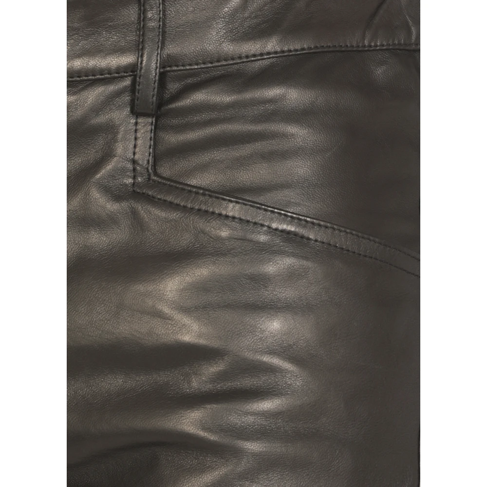 Rick Owens Zwarte leren broek met zakken Black Heren