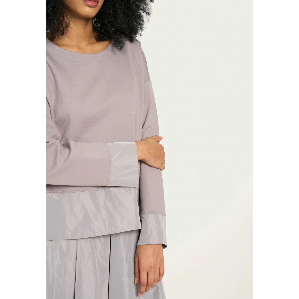 Vicario Cinque Oversized T-shirt met taffeta vetersluiting Gray Dames