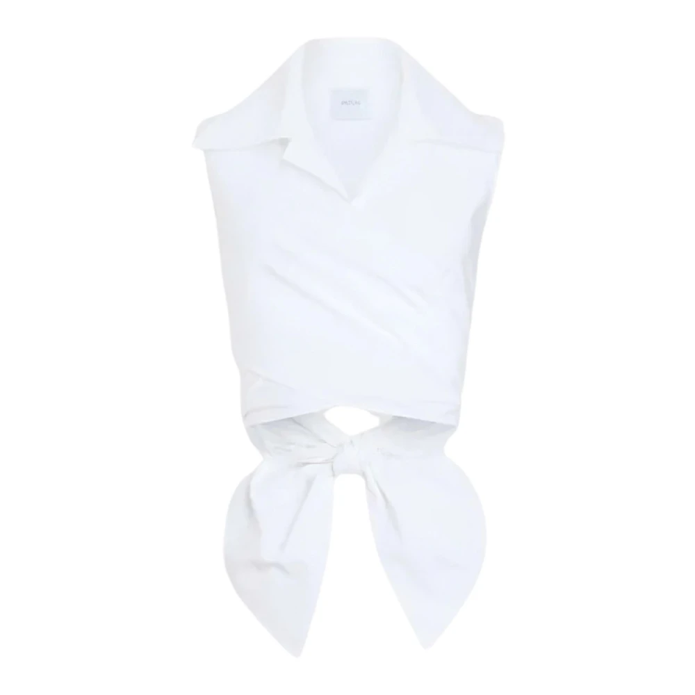 Patou Women's White Sleeveless Tops, Xs, Sleeveless Draped Top