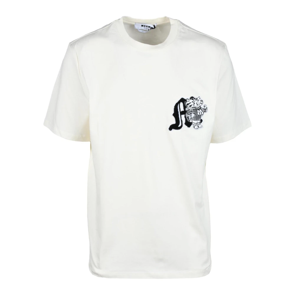 Msgm Katoenen T-shirt met Unieke Stijl White Heren