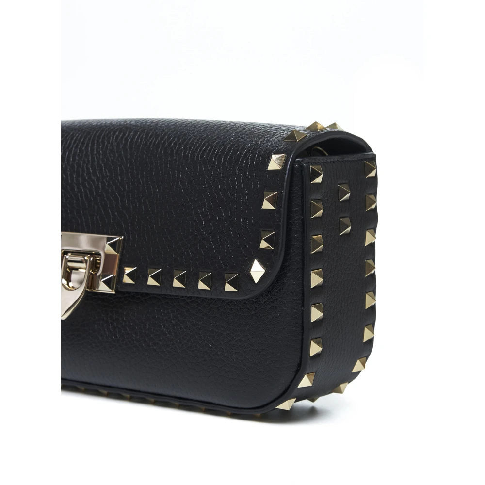 Valentino Garavani Zwarte wollen en zijden crossbody tas Black Dames